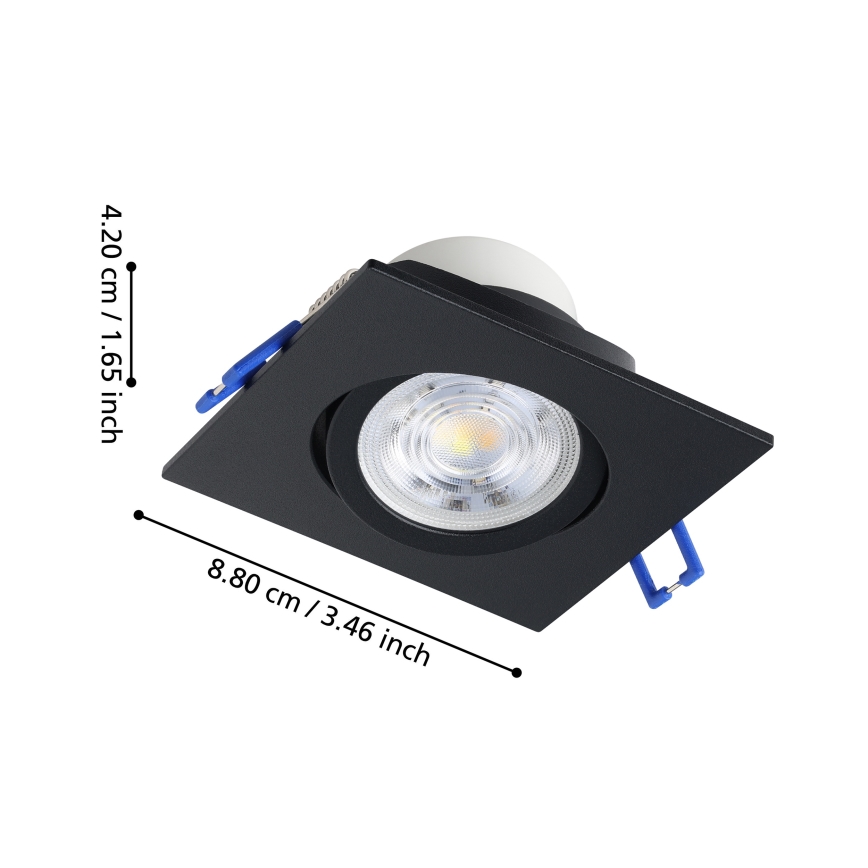 Eglo - ZESTAW 3x ściemnialne wpuszczane oprawy sufitowe LED/4,8W/230V 8,8x8,8 cm czarne