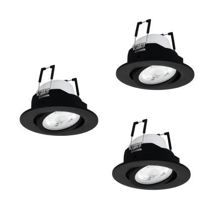 Eglo - ZESTAW 3x wpuszczane oprawy sufitowe LED RGBW ściemnialne LED/4,7W/230V 2700-6500K czarne