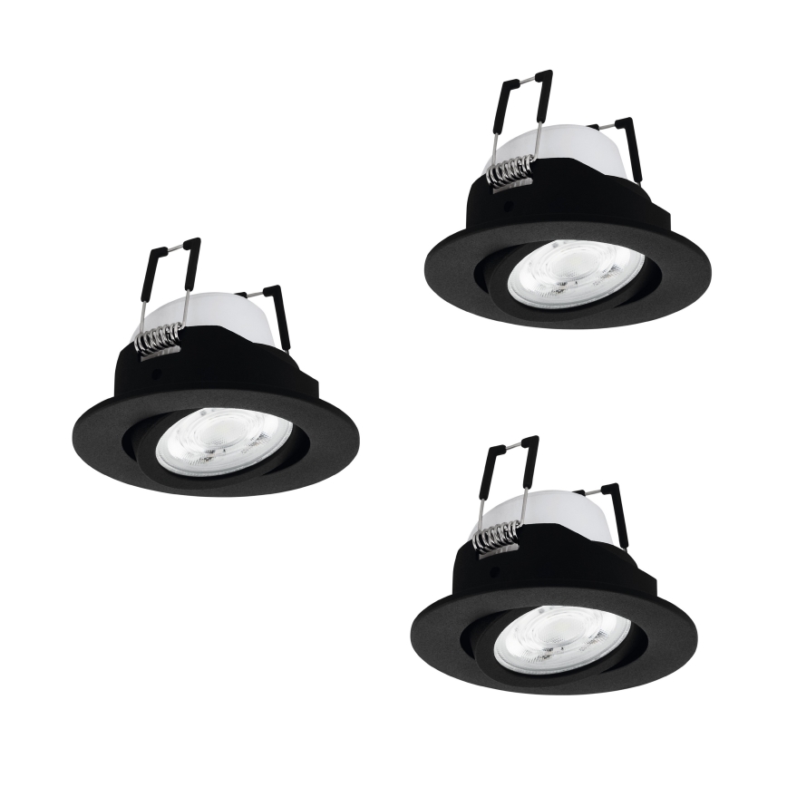 Eglo - ZESTAW 3x wpuszczane oprawy sufitowe LED RGBW ściemnialne LED/4,7W/230V 2700-6500K czarne