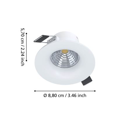 Eglo - ściemnialna wpuszczana oprawa sufitowa LED/6,4 W/230 V śr. 8,8 cm biała