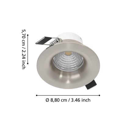 Eglo - ZESTAW 3x ściemnialnych wpuszczanych opraw sufitowych LED/6,4W/230V śr. 8,8 cm matowy chrom