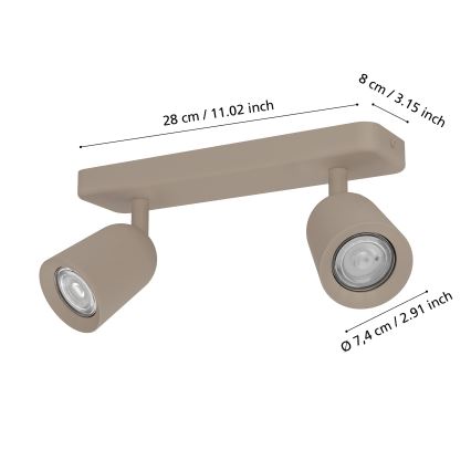 Eglo - Oprawa punktowa 2xGU10/10W/230V beżowa