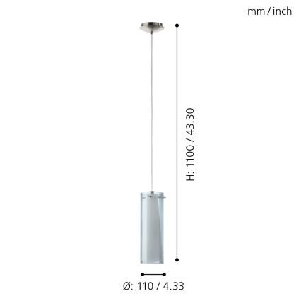 Eglo - Lampa wisząca 1 x E27/60W przyciemnione szkło