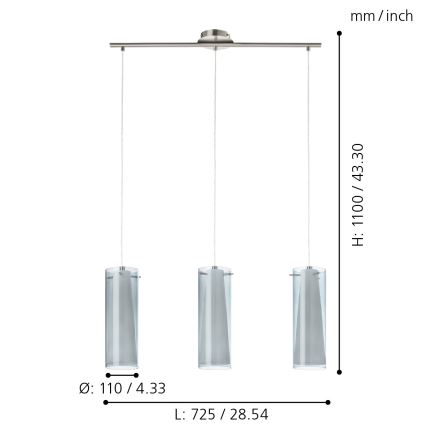 EGLO - Lampa wisząca 3xE27/60W dymiona