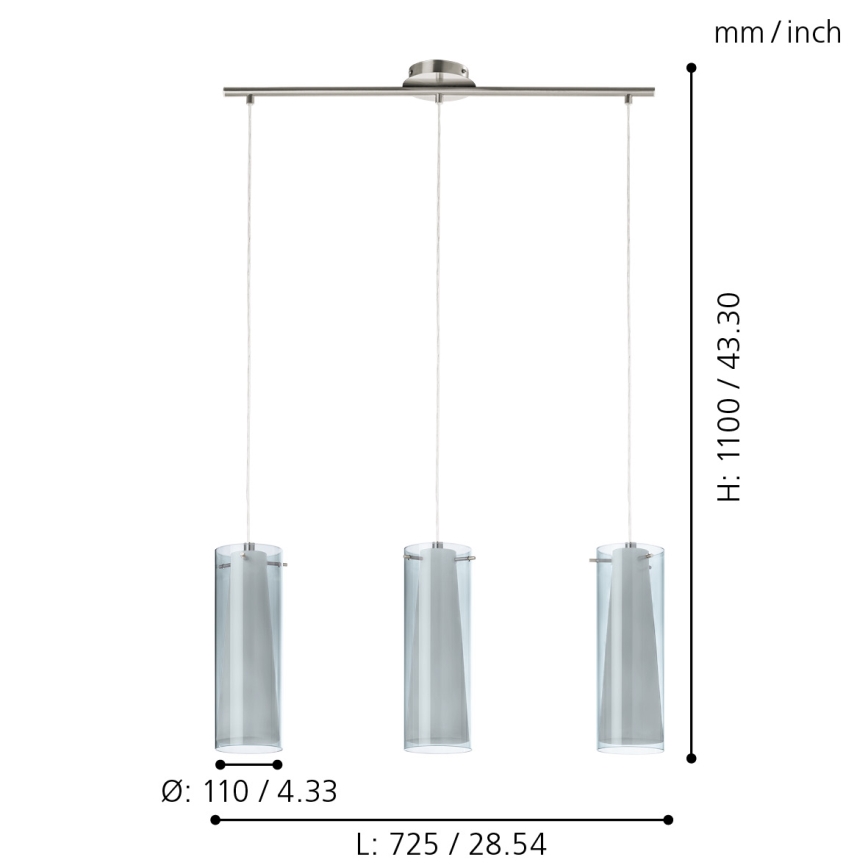 EGLO - Lampa wisząca 3xE27/60W dymiona