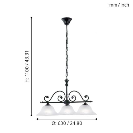 Eglo - Lampa wisząca 3xE27/60W/230V