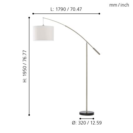 Eglo 92206 - Lampa podłogowa NADINA 1xE27/60W/230V