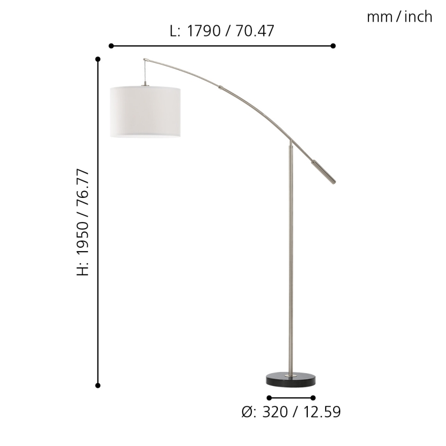 Eglo 92206 - Lampa podłogowa NADINA 1xE27/60W/230V