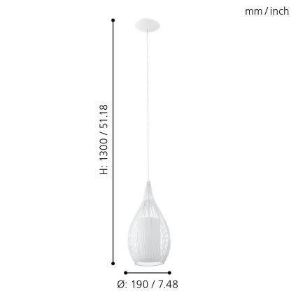 Eglo 92251 - Lampa wisząca RAZONI 1xE27/60W/230V