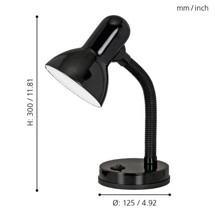 Eglo - Lampa stołowa 1xE27/40W czarna