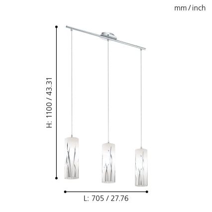 Eglo - Lampa wisząca 3xE27/60W/230V