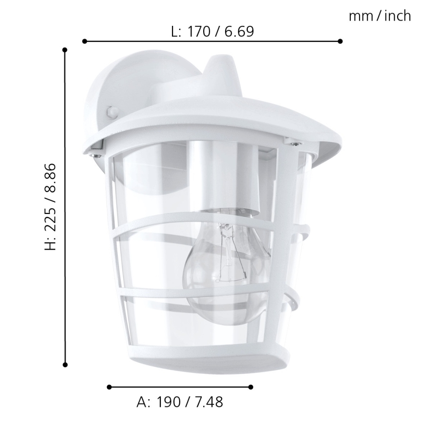Eglo - LED Kinkiet zewnętrzny 1xE27/8,5W/230V IP44