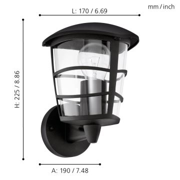 Eglo - LED Kinkiet zewnętrzny 1xE27/8,5W/230V IP44