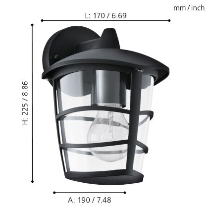 Eglo - LED Kinkiet zewnętrzny 1xE27/8,5W/230V IP44