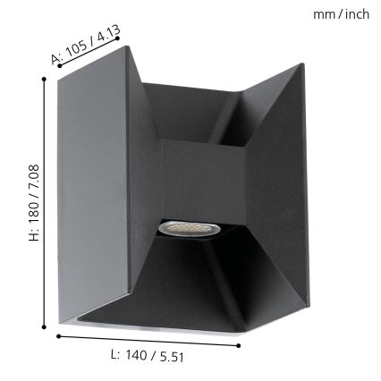 Eglo - LED lampa  zewnętrzna 2xLED/2,5W/230V