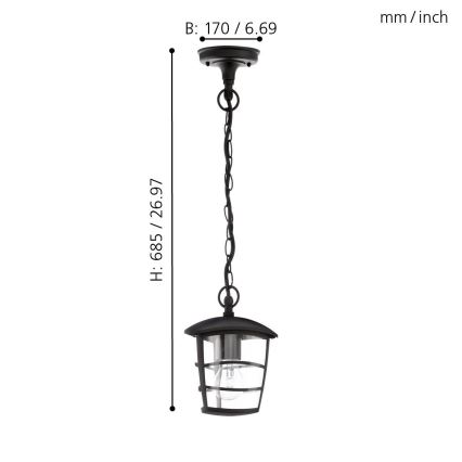 Eglo - LED Żyrandol zewnętrzny 1xE27/8,5W/230V IP44