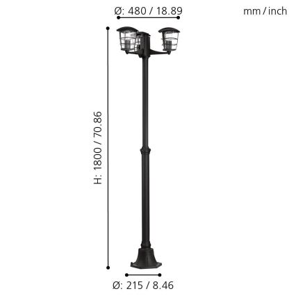 Eglo 93409 - Lampa zewnętrzna ALORIA 3xE27/60W/230V IP44