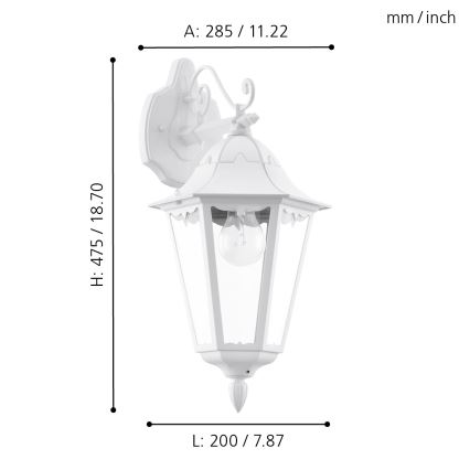 Eglo - Kinkiet zewnętrzny 1xE27/60W/230V