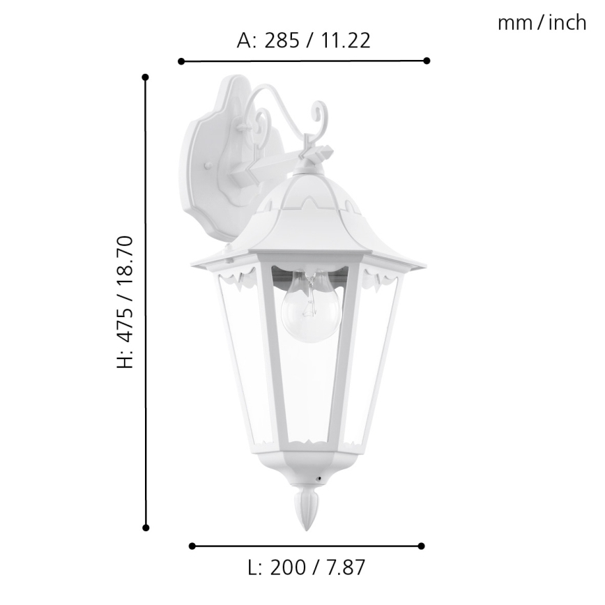 Eglo - Kinkiet zewnętrzny 1xE27/60W/230V