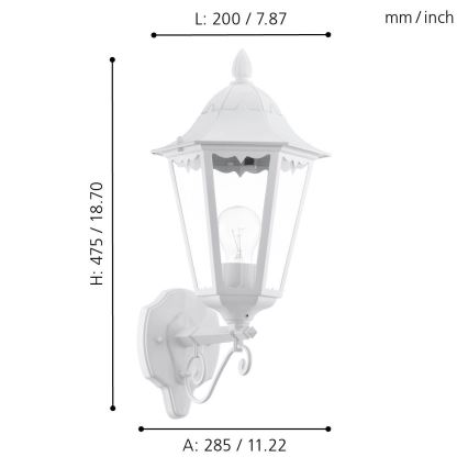 Eglo - Kinkiet zewnętrzny 1xE27/60W/230V