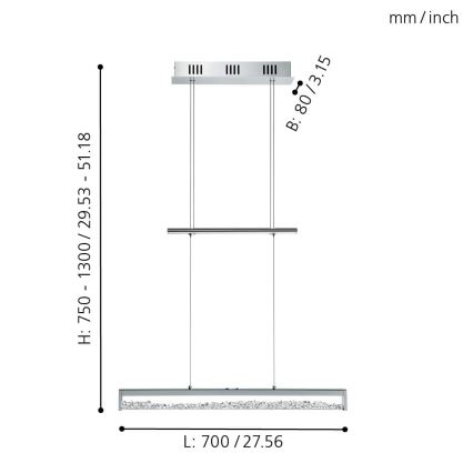 Eglo - LED Ściemnianla lampa wisząca LED/24W/230V