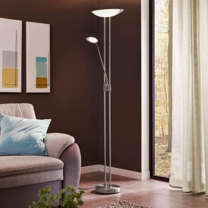 Eglo - LED Lampa podłogowa ściemnialna LED/20W + LED/2,5W chrom błyszczący
