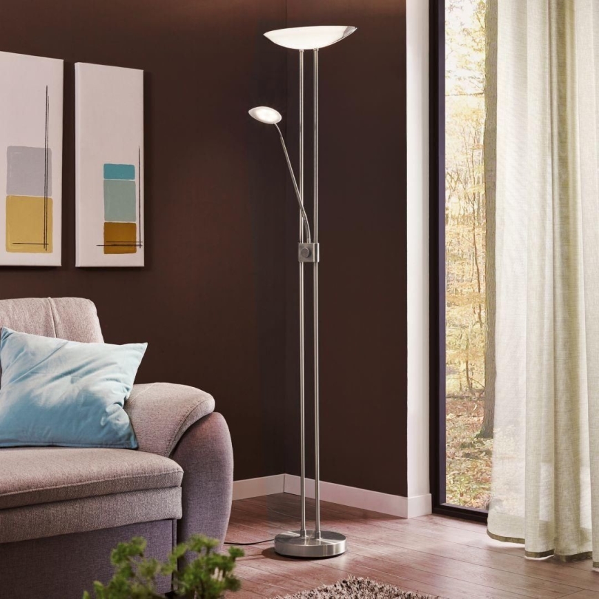 Eglo - LED Lampa podłogowa ściemnialna LED/20W + LED/2,5W chrom błyszczący