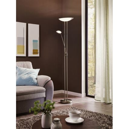 Eglo - LED Lampa podłogowa ściemnialna LED/20W + LED/2,5W brąz