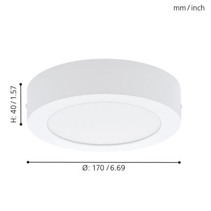 Eglo 94072 - LED lampa sufitowa FUEVA 1 LED/10,89W/230V śr. 17 cm