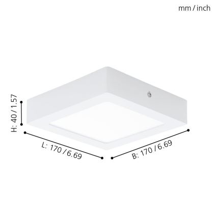 Eglo 94074 - Oprawa sufitowa LED FUEVA 1 x LED / 10,88 W / 230 V / 17 x 17 cm