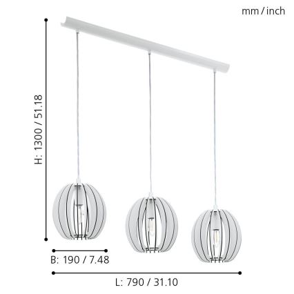 Eglo 94444 - Żyrandol COSSANO 3xE14/40W/230V