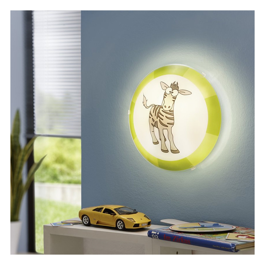 Eglo 94458 - Plafon dziecięcy BIUBIU 1xE27/60W/230V zebra