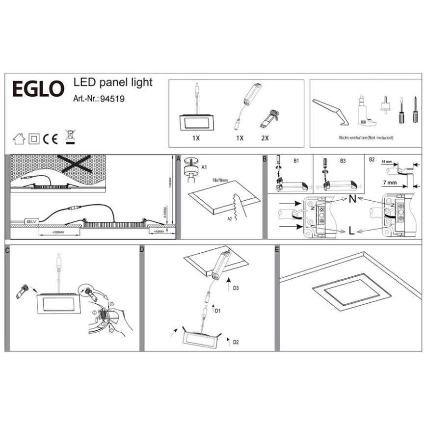 Eglo 94519 - LED oprawa sufitowa FUEVA 1 LED/2,7W/230V