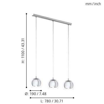 Eglo - Lampa wisząca 3xE27/60W/230V