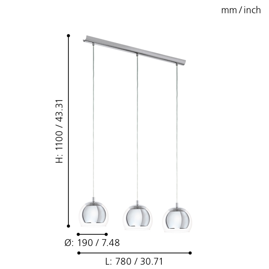 Eglo - Lampa wisząca 3xE27/60W/230V