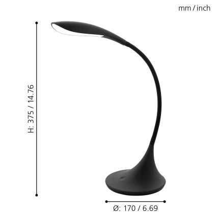 Eglo - ściemnialna lampa stołowa LED 4,5 W, 230 V, czarna