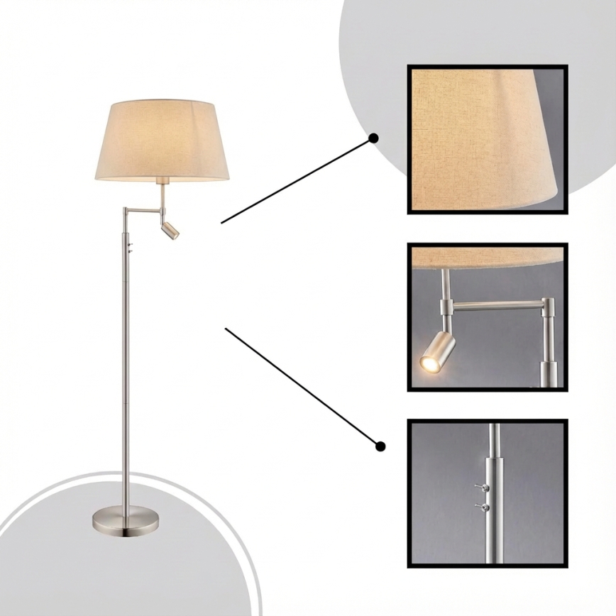 Eglo - Lampa stojąca 1xE27/60W + LED/2,1W