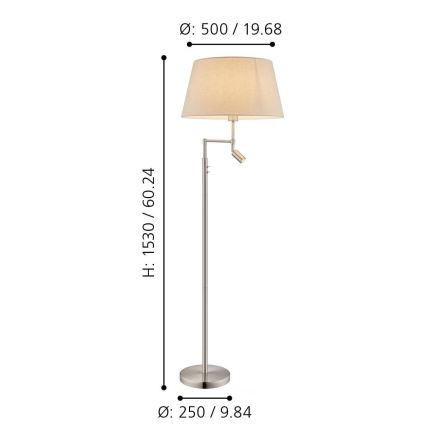 Eglo - Lampa stojąca 1xE27/60W + LED/2,1W