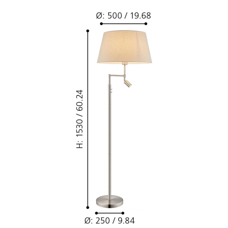 Eglo - Lampa stojąca 1xE27/60W + LED/2,1W