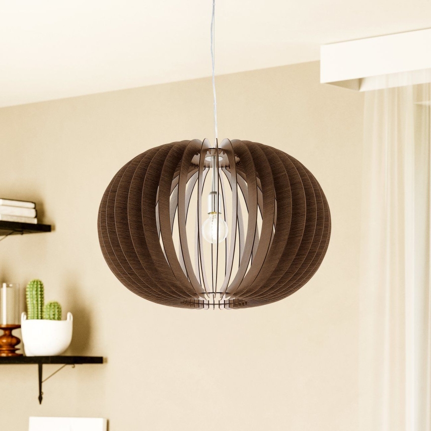 Eglo 95026 - Lampa wisząca na lince STELLATO 1xE27/60W/230V, śr. 70 cm, brązowa