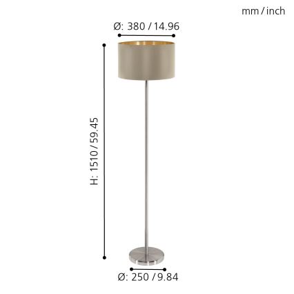 Eglo - Lampa podłogowa 1xE27/60W/230V taupe