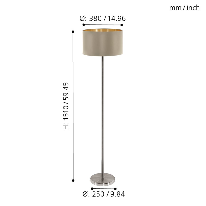 Eglo - Lampa podłogowa 1xE27/60W/230V taupe