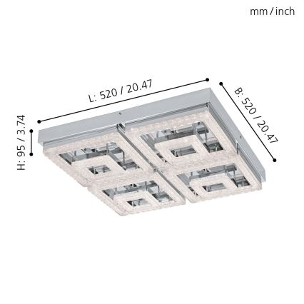 Eglo - LED Kryształowa lampa sufitowa LED/48W/230V