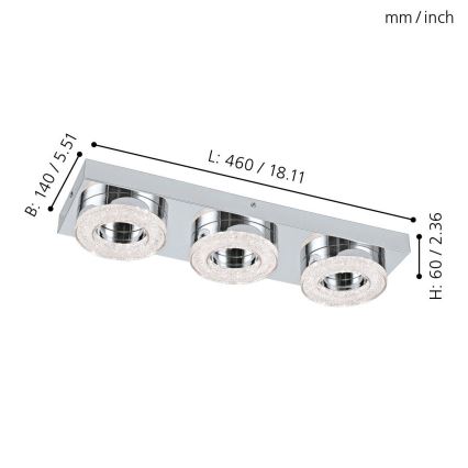 Eglo - LED Kryształowa lampa sufitowa 3xLED/4W/230V