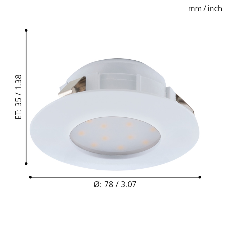 Eglo - Zestaw 3 szt. wpuszczanych opraw łazienkowych PINEDA LED/4,9W/230V IP44