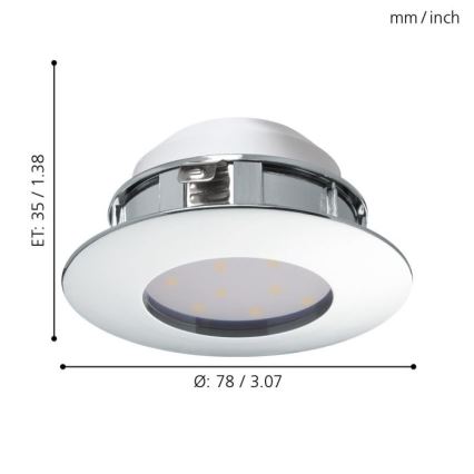 Eglo - ZESTAW 3x wpuszczanych opraw sufitowych PINEDA LED/4,9W/230V