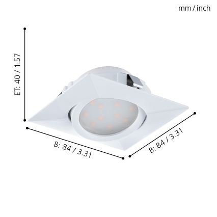 Eglo - ZESTAW 3x wpuszczanych opraw sufitowych PINEDA LED/4,9W/230V