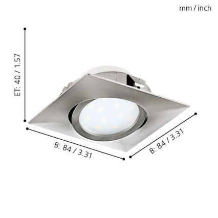 Eglo - Zestaw 3x LED Oprawa wpuszczana PINEDA 1xLED/4,9W/230V