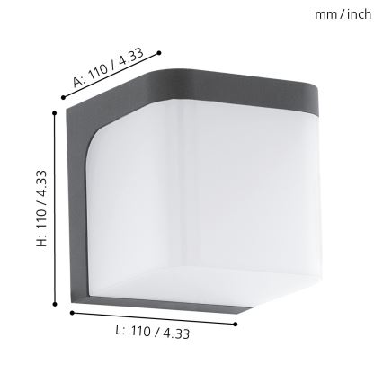 Eglo - LED Kinkiet zewnętrzny LED/4,9W/230V IP44