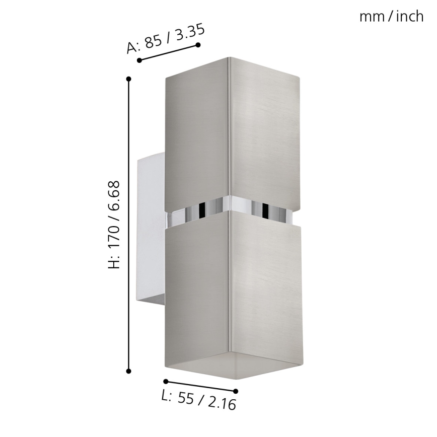 Eglo 96264 - Kinkiet LED PASSA 2xGU10/2,8W/230V kwadratowy